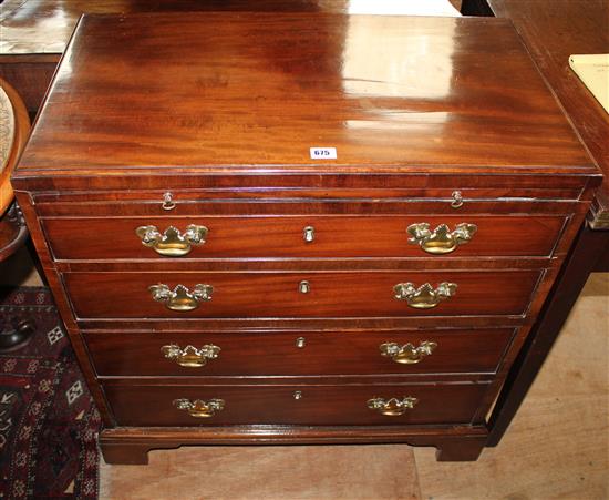 George III mahogany caddy top chest, with brushing slide and four graduated long drawers